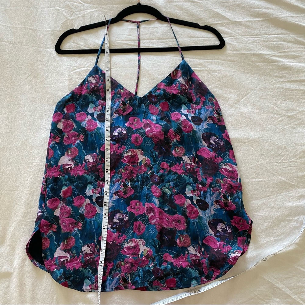 Haute Hippie pink blue 'cotton gin' floral t-strap silk camisole tank size small - Picture 10 of 14